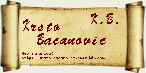 Krsto Bacanović vizit kartica